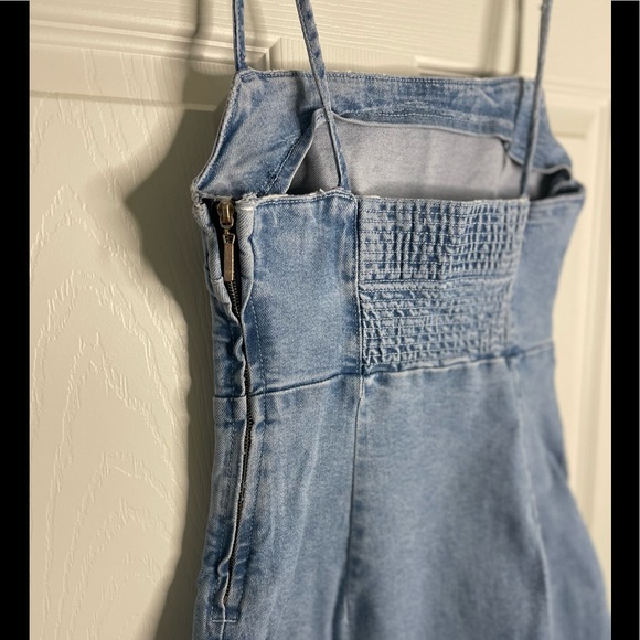 Zara Denim Spaghetti Strap Mini Dress - Picture 8 of 9
